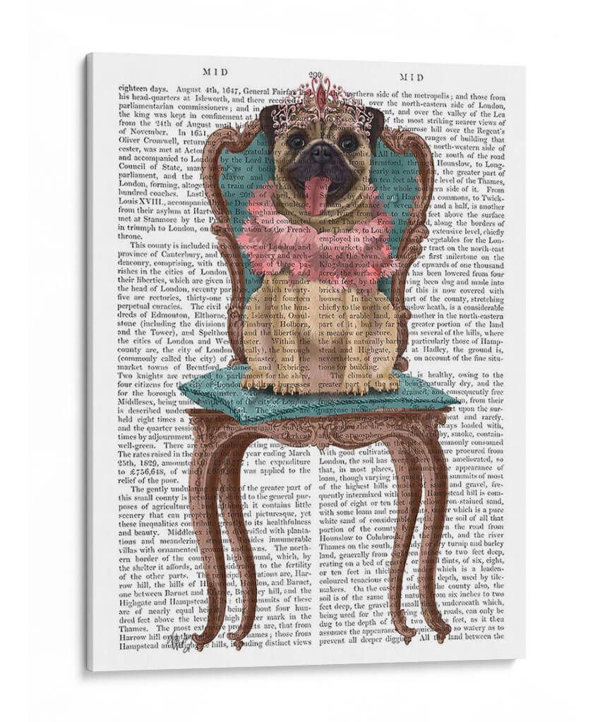 Princesa Pug En Silla - Fab Funky | Cuadro decorativo de Canvas Lab