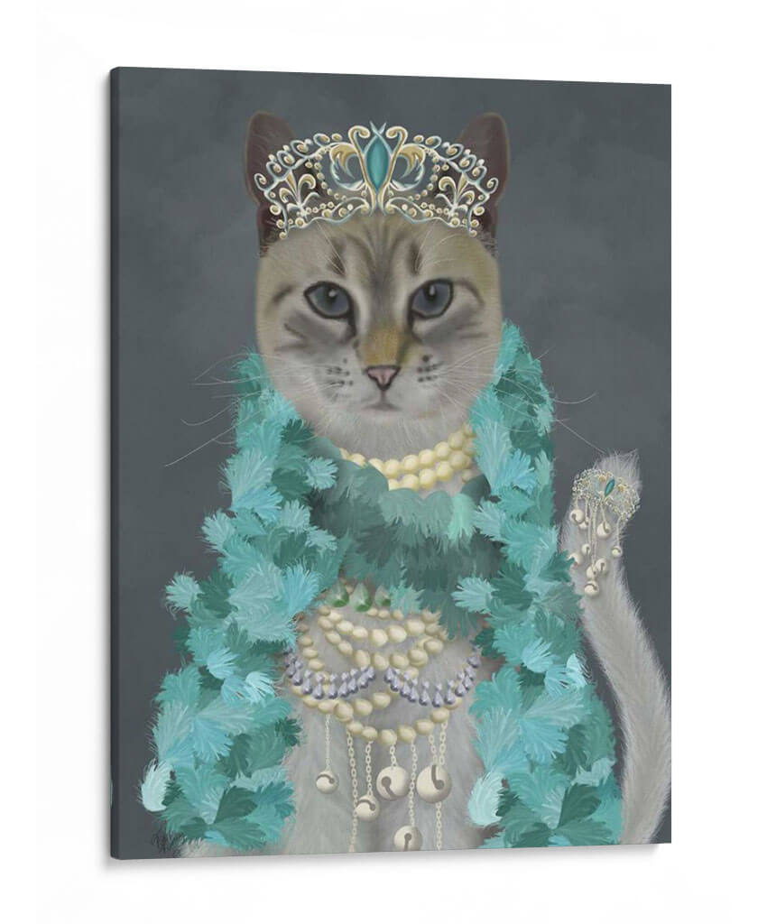 Gato Gris Con Campanas, Retrato - Fab Funky | Cuadro decorativo de Canvas Lab