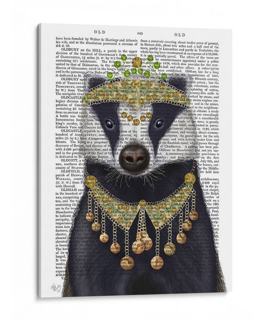 Tejón Con Tiara, Retrato - Fab Funky | Cuadro decorativo de Canvas Lab