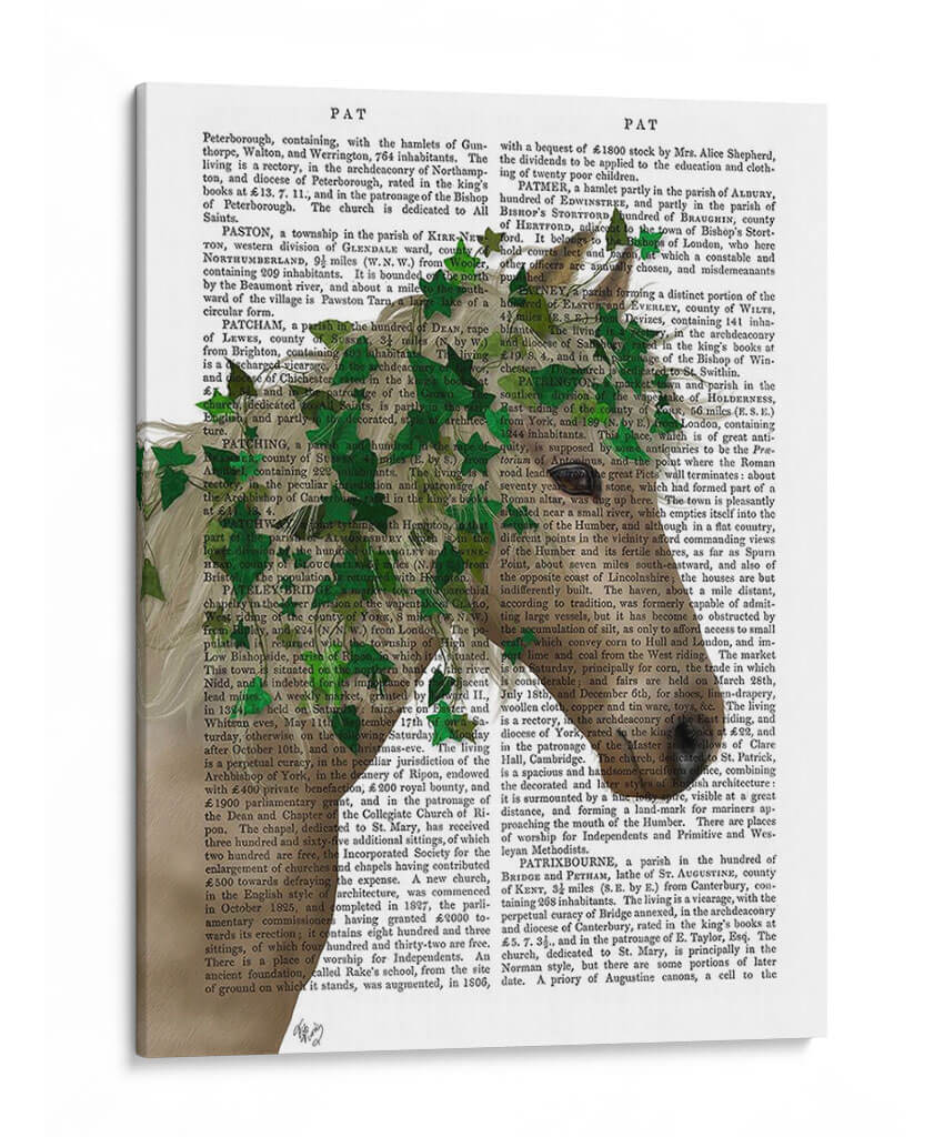 Porcelana De Caballo Con Hiedra. - Fab Funky | Cuadro decorativo de Canvas Lab