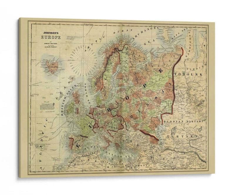 Mapa Antiguo De Europa - Johnson | Cuadro decorativo de Canvas Lab