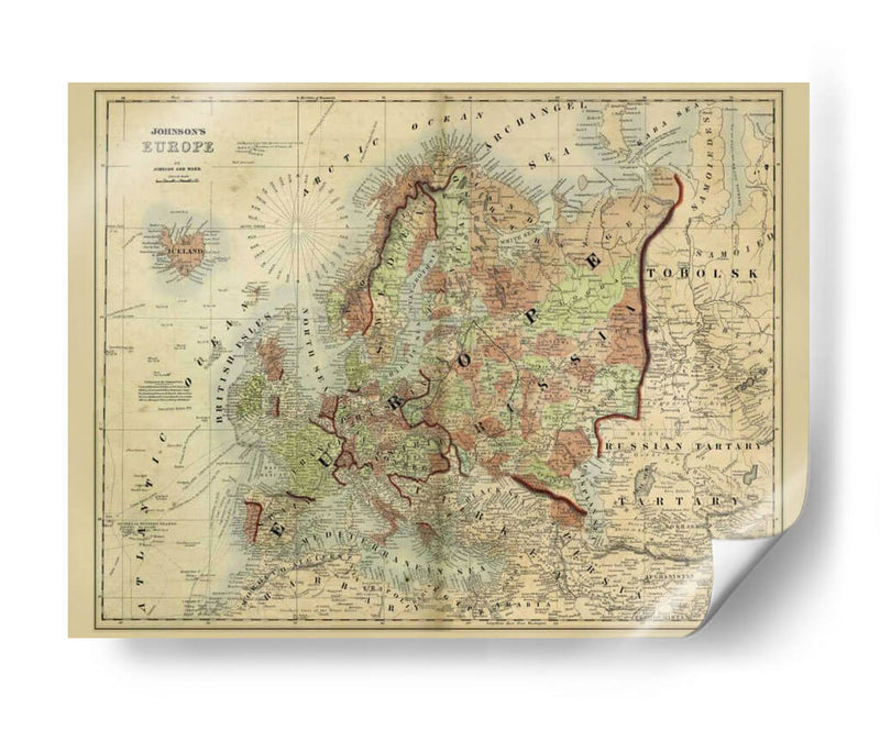 Mapa Antiguo De Europa - Johnson | Cuadro decorativo de Canvas Lab