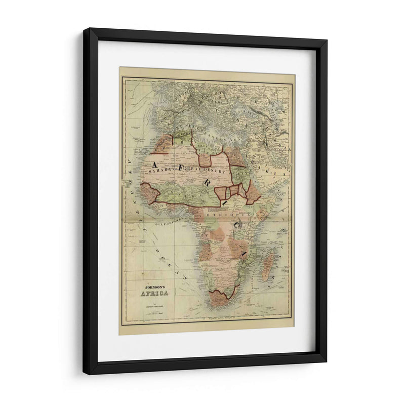 Mapa Antiguo De África - Johnson | Cuadro decorativo de Canvas Lab