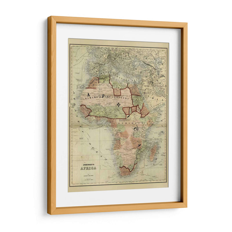 Mapa Antiguo De África - Johnson | Cuadro decorativo de Canvas Lab