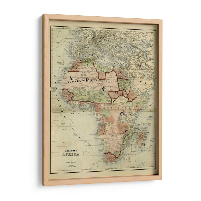 Mapa Antiguo De África - Johnson | Cuadro decorativo de Canvas Lab