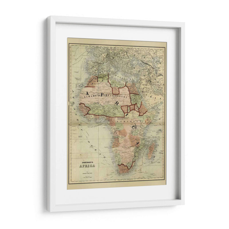 Mapa Antiguo De África - Johnson | Cuadro decorativo de Canvas Lab