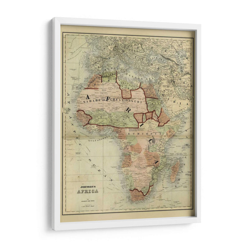 Mapa Antiguo De África - Johnson | Cuadro decorativo de Canvas Lab