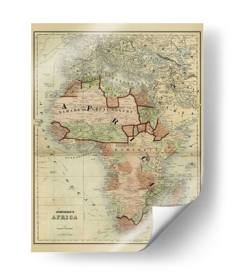 Mapa Antiguo De África - Johnson | Cuadro decorativo de Canvas Lab