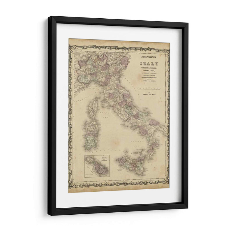 Mapa De Johnsons De Italia - Johnson | Cuadro decorativo de Canvas Lab