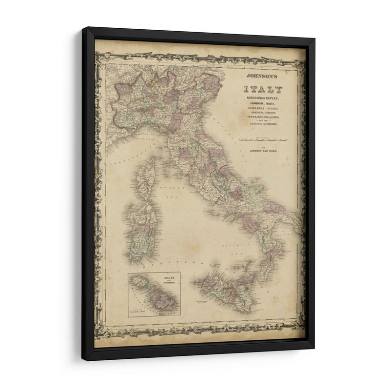 Mapa De Johnsons De Italia - Johnson | Cuadro decorativo de Canvas Lab