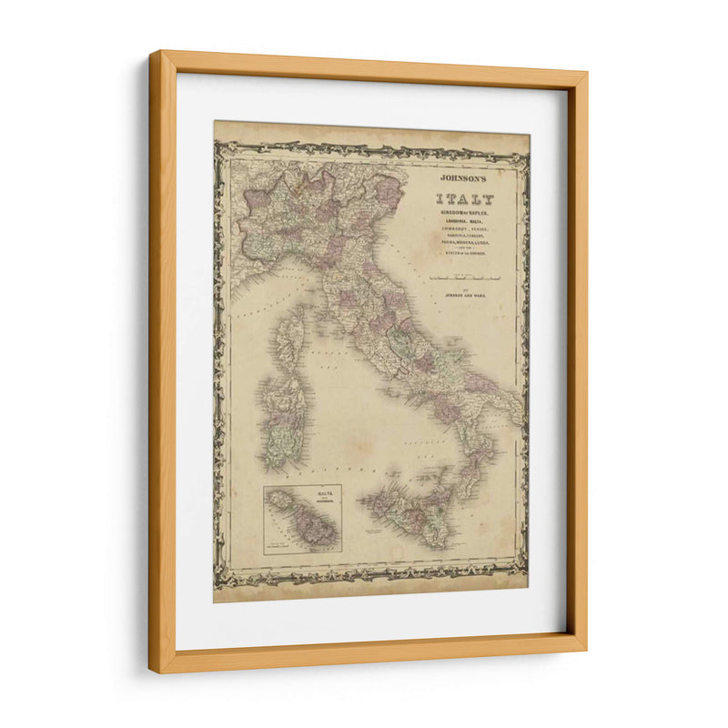 Mapa De Johnsons De Italia - Johnson | Cuadro decorativo de Canvas Lab