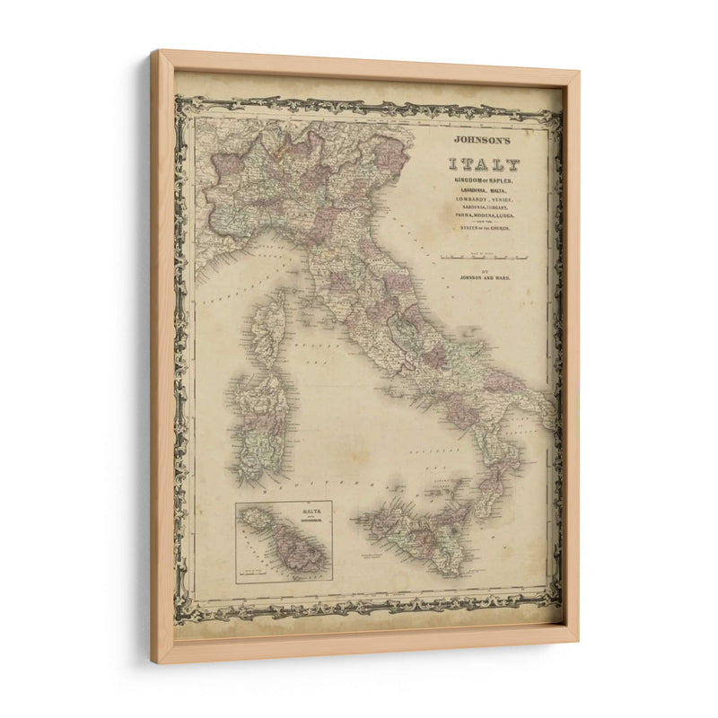 Mapa De Johnsons De Italia - Johnson | Cuadro decorativo de Canvas Lab