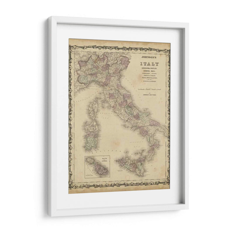 Mapa De Johnsons De Italia - Johnson | Cuadro decorativo de Canvas Lab