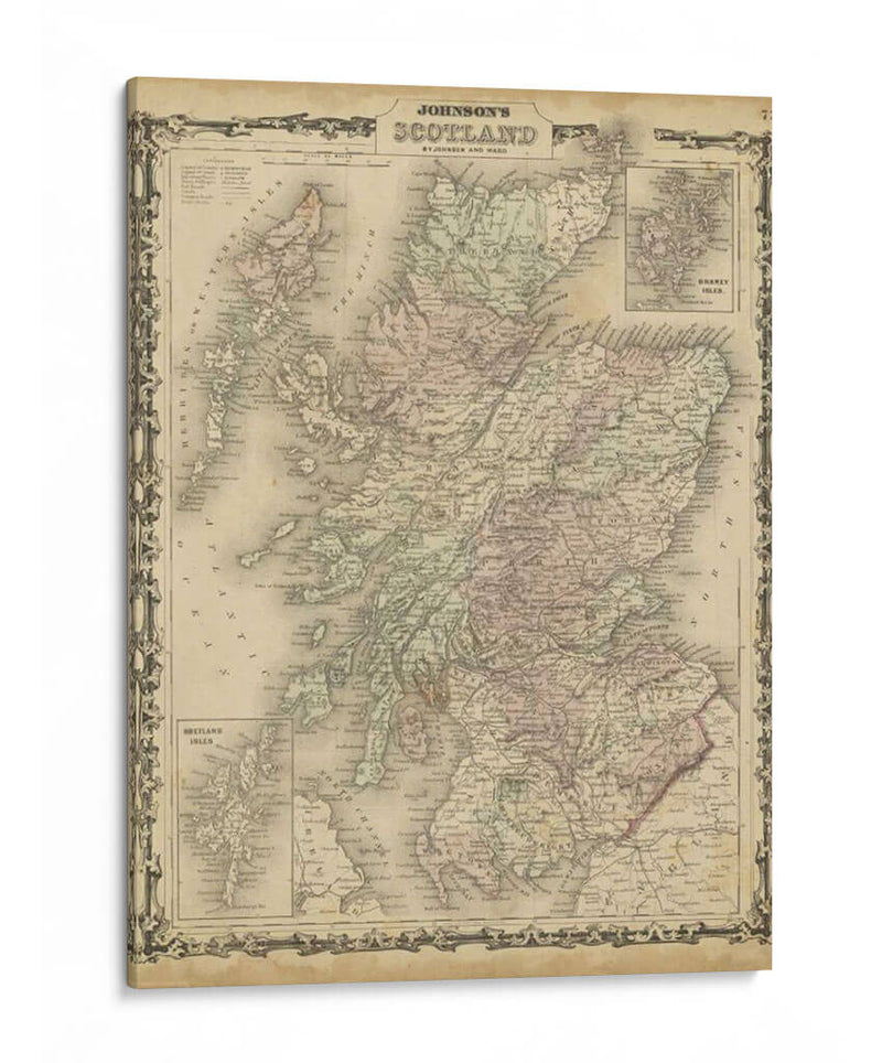 Mapa De Johnsons De Escocia - Johnson | Cuadro decorativo de Canvas Lab