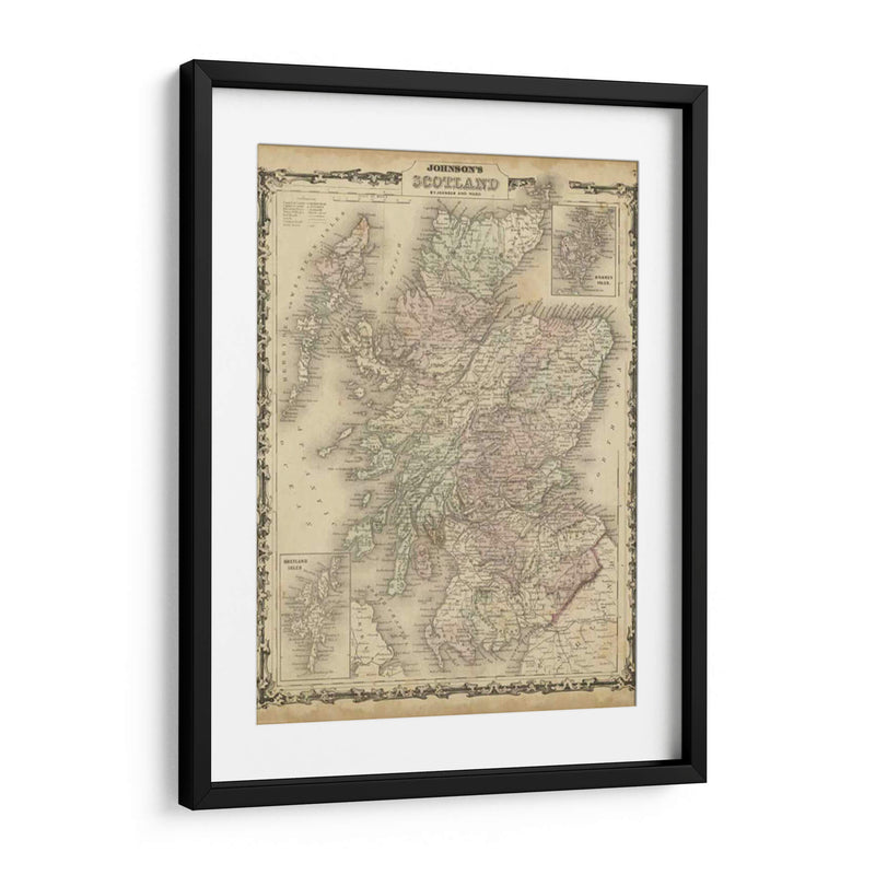 Mapa De Johnsons De Escocia - Johnson | Cuadro decorativo de Canvas Lab