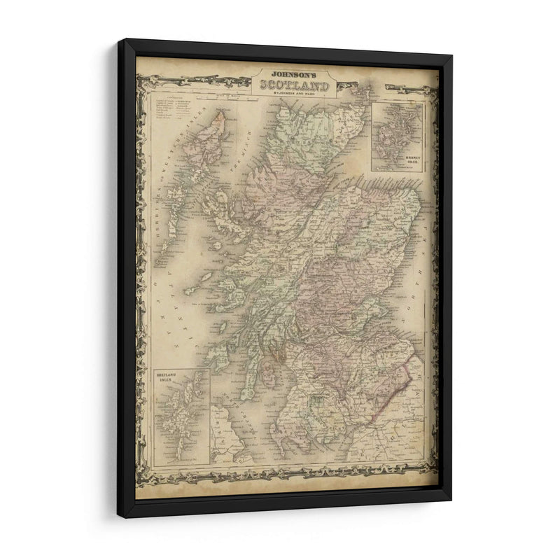 Mapa De Johnsons De Escocia - Johnson | Cuadro decorativo de Canvas Lab