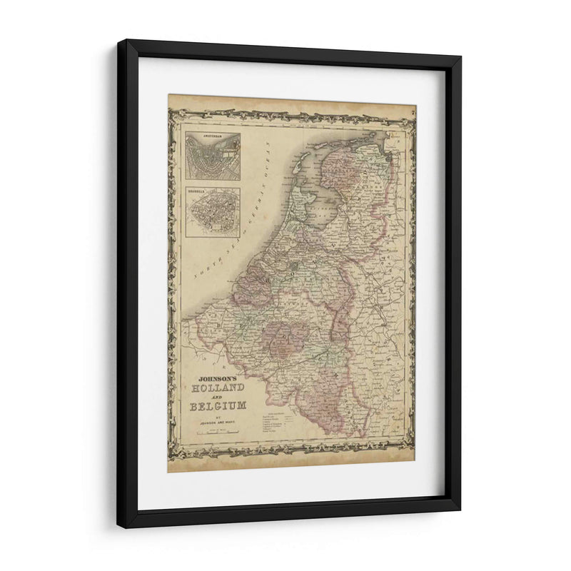 Mapa De Johnsons De Holanda Y Bélgica - Johnson | Cuadro decorativo de Canvas Lab