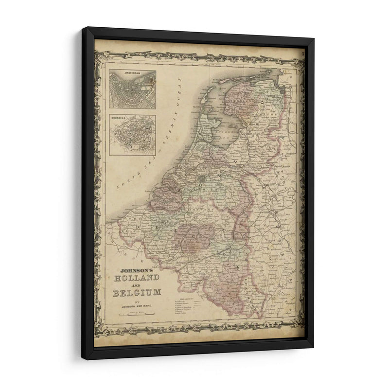 Mapa De Johnsons De Holanda Y Bélgica - Johnson | Cuadro decorativo de Canvas Lab