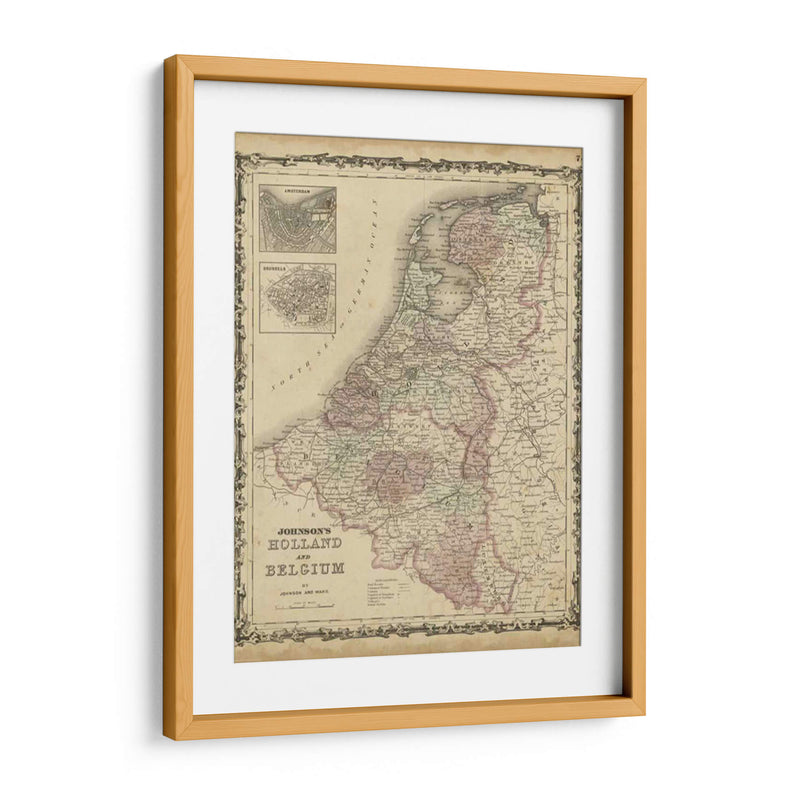 Mapa De Johnsons De Holanda Y Bélgica - Johnson | Cuadro decorativo de Canvas Lab