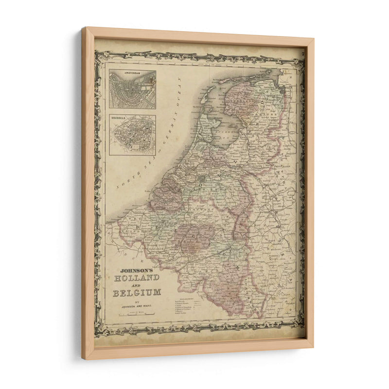 Mapa De Johnsons De Holanda Y Bélgica - Johnson | Cuadro decorativo de Canvas Lab