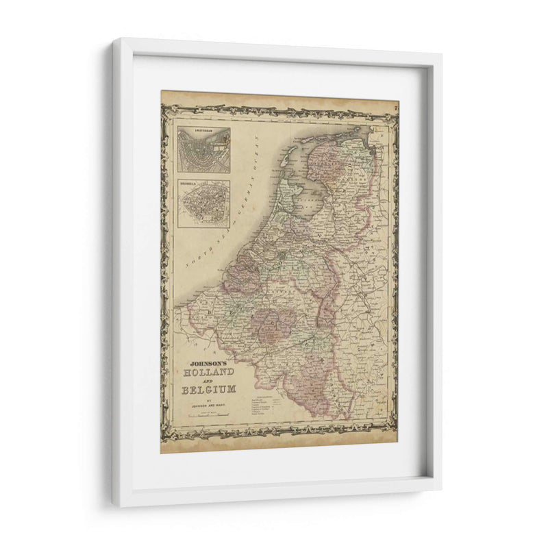 Mapa De Johnsons De Holanda Y Bélgica - Johnson | Cuadro decorativo de Canvas Lab