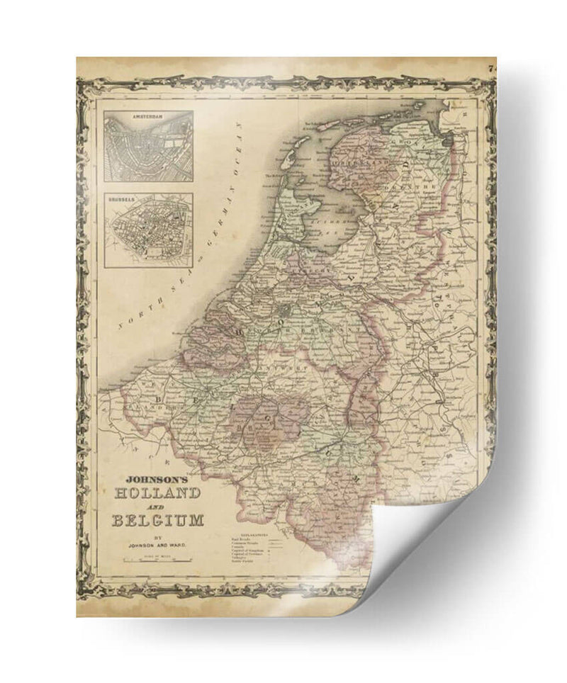 Mapa De Johnsons De Holanda Y Bélgica - Johnson | Cuadro decorativo de Canvas Lab