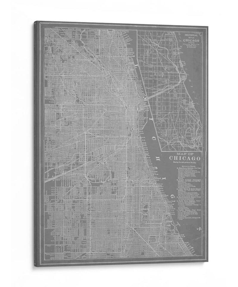 Mapa De La Ciudad De Chicago - Vision Studio | Cuadro decorativo de Canvas Lab