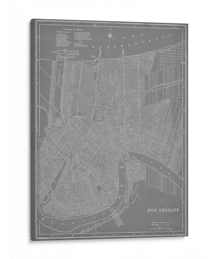 Mapa De La Ciudad De Nueva Orleans - Vision Studio | Cuadro decorativo de Canvas Lab