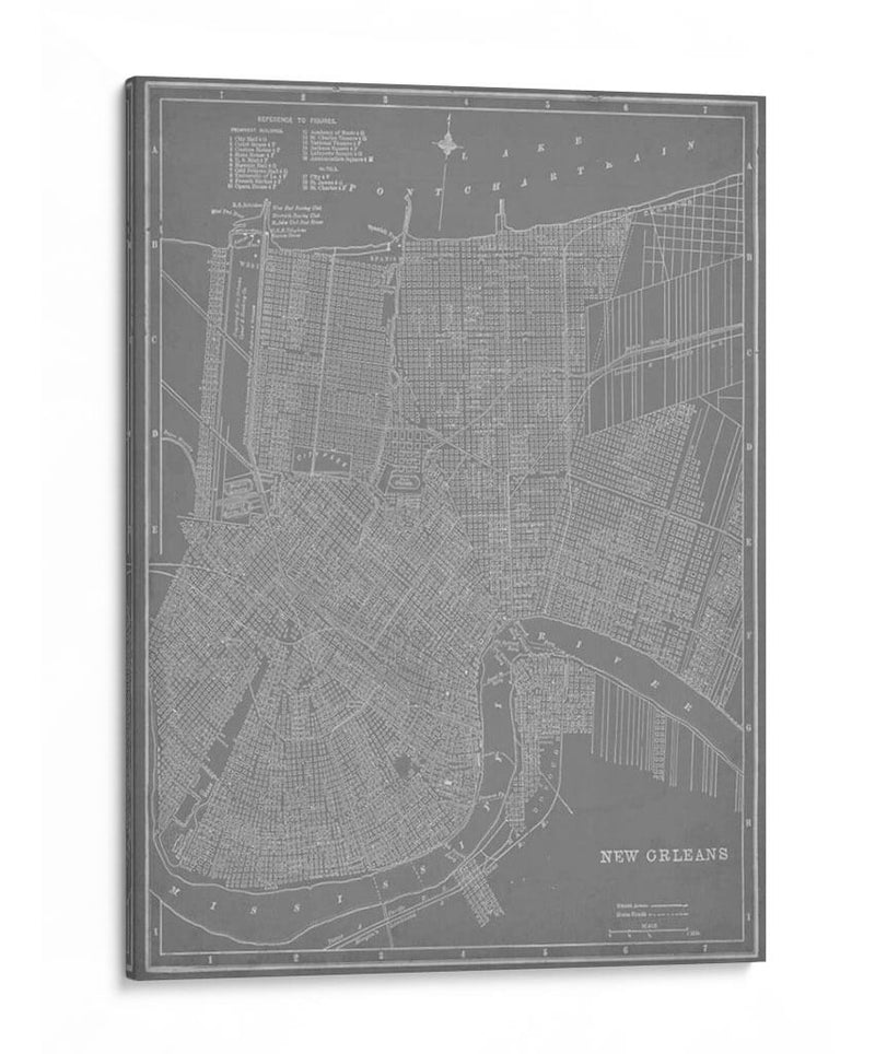 Mapa De La Ciudad De Nueva Orleans - Vision Studio | Cuadro decorativo de Canvas Lab