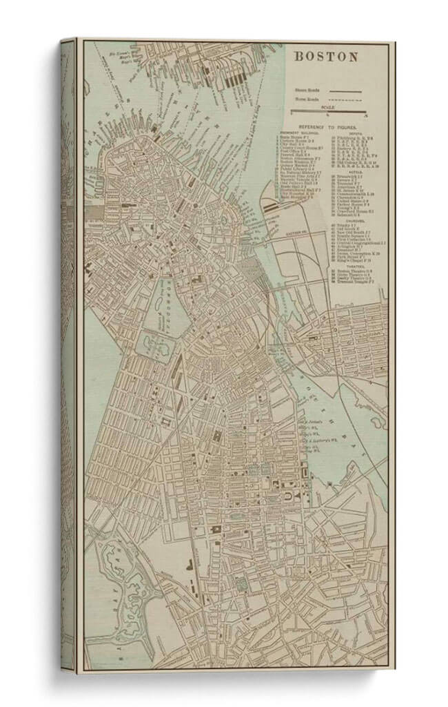 Mapa Teñido De Boston - Vision Studio | Cuadro decorativo de Canvas Lab