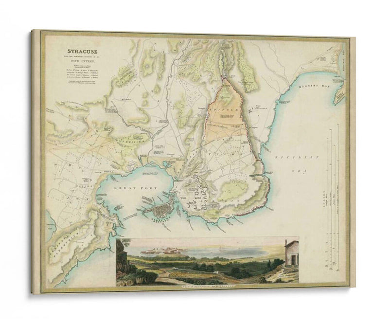 Mapa De Syracuse - R.B. Davies | Cuadro decorativo de Canvas Lab