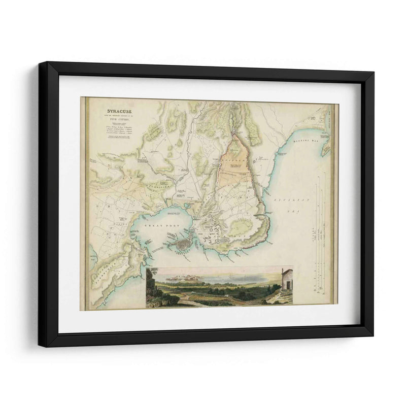 Mapa De Syracuse - R.B. Davies | Cuadro decorativo de Canvas Lab