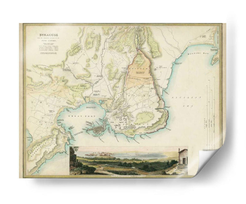 Mapa De Syracuse - R.B. Davies | Cuadro decorativo de Canvas Lab