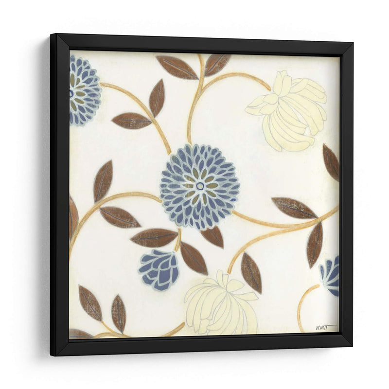 Flores Azules Y Cremas En Seda I - Norman Wyatt Jr. | Cuadro decorativo de Canvas Lab