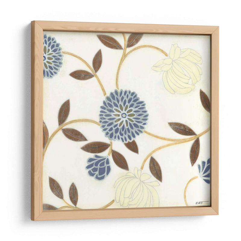 Flores Azules Y Cremas En Seda I - Norman Wyatt Jr. | Cuadro decorativo de Canvas Lab