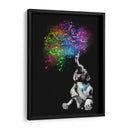 Baby Elephant Color Shower Black - Hue Art | Cuadro decorativo de Canvas Lab