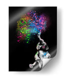 Baby Elephant Color Shower Black - Hue Art | Cuadro decorativo de Canvas Lab