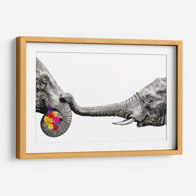 Elephant Flowers White - Hue Art | Cuadro decorativo de Canvas Lab