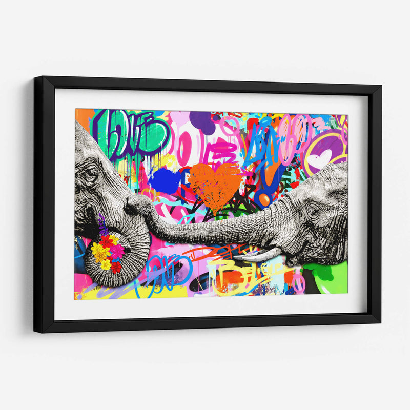 Elephant Flowers Graffiti - David Aste | Cuadro decorativo de Canvas Lab