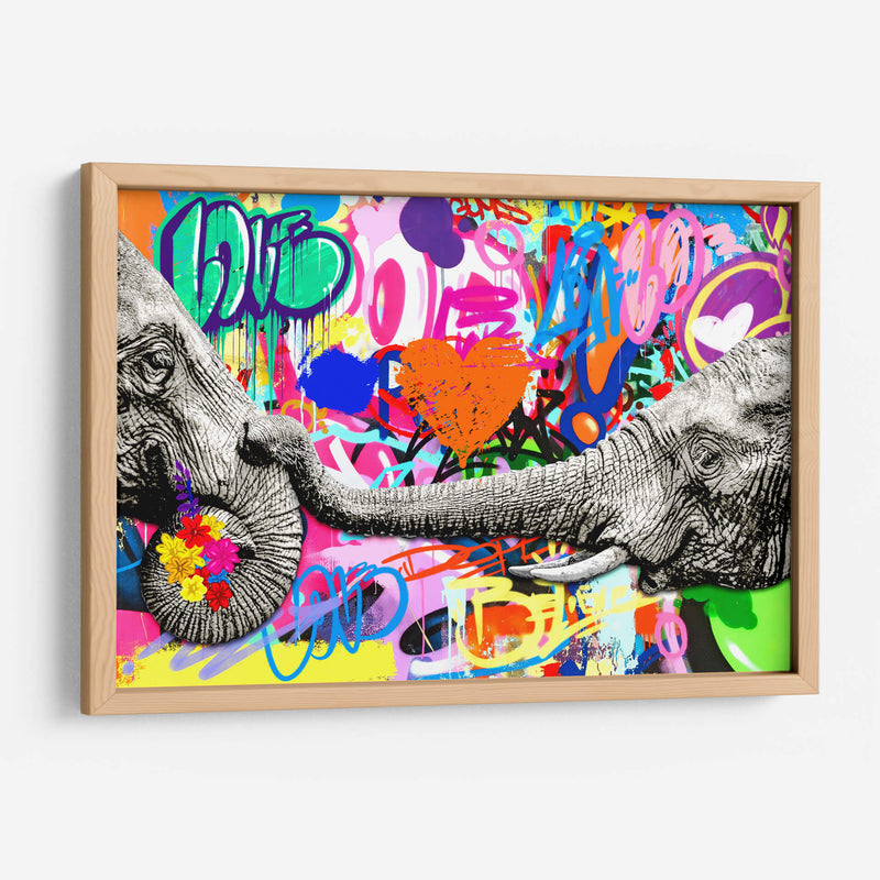 Elephant Flowers Graffiti - David Aste | Cuadro decorativo de Canvas Lab