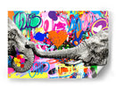 Elephant Flowers Graffiti - David Aste | Cuadro decorativo de Canvas Lab