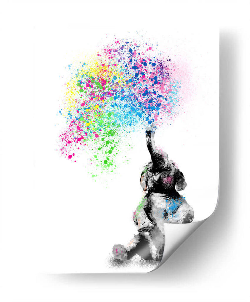 Baby Elephant Color Shower - Hue Art | Cuadro decorativo de Canvas Lab