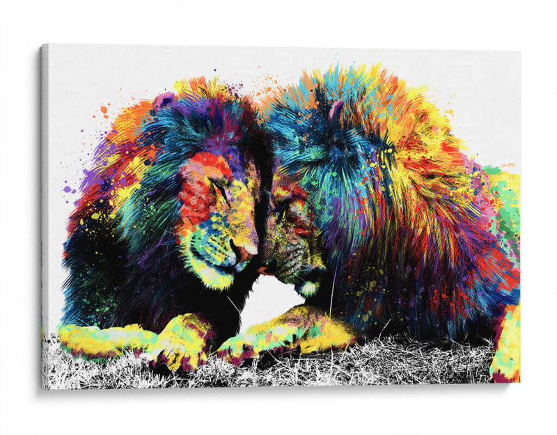 Familia de Leones Colorido - Hue Art | Cuadro decorativo de Canvas Lab
