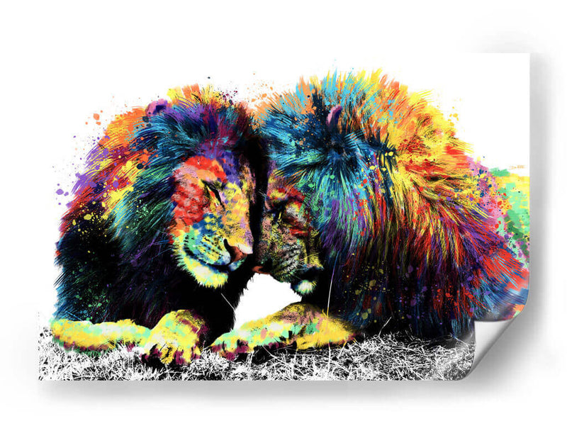 Familia de Leones Colorido - Hue Art | Cuadro decorativo de Canvas Lab