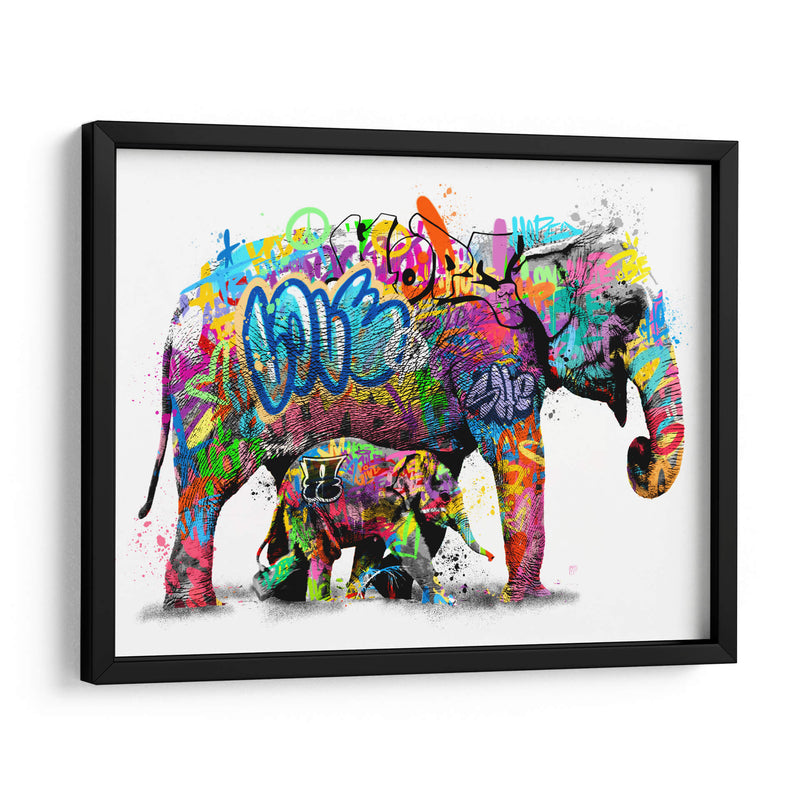 Familia de Elefantes Graffiti - David Aste | Cuadro decorativo de Canvas Lab