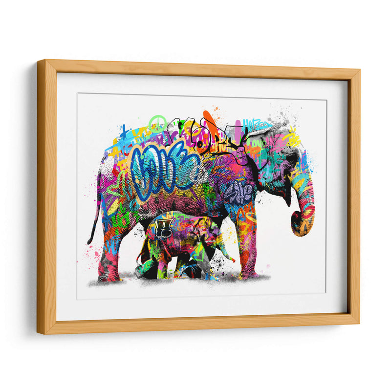 Familia de Elefantes Graffiti - David Aste | Cuadro decorativo de Canvas Lab