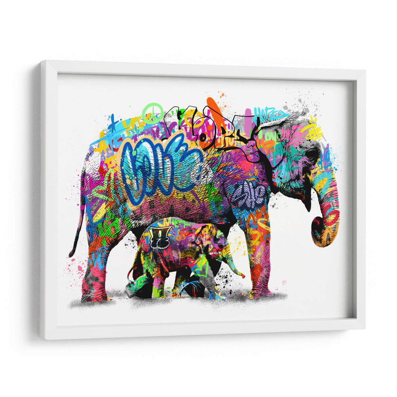 Familia de Elefantes Graffiti - David Aste | Cuadro decorativo de Canvas Lab