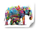 Familia de Elefantes Graffiti - David Aste | Cuadro decorativo de Canvas Lab