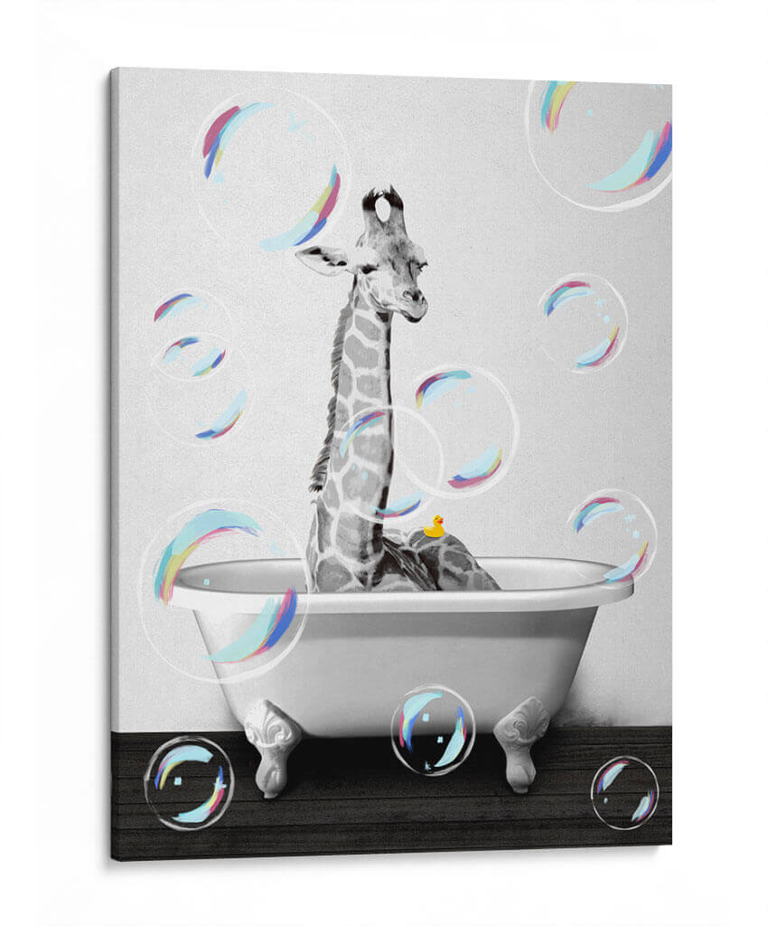 Giraffe Bath - Animals Daily | Cuadro decorativo de Canvas Lab