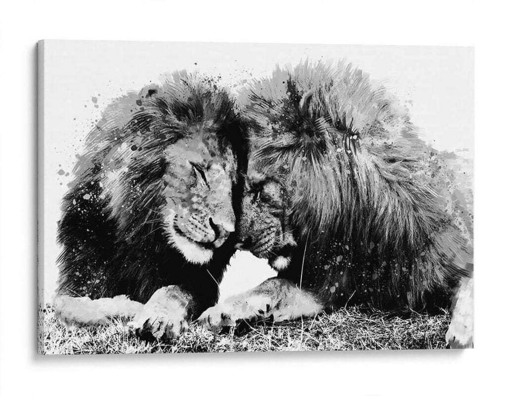 Familia de Leones BnW - Hue Art | Cuadro decorativo de Canvas Lab